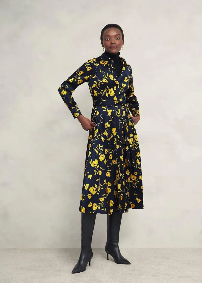 Women Amelia Shirt Dress Navy Yellow Hobbs Dresses and Jumpsuits