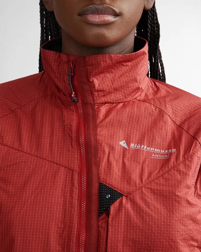 Women Ansur Windproof Jacket Rose Red Klttermusen Wind Resistant Jackets