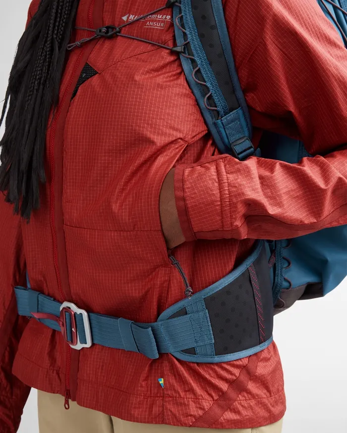 Women Ansur Windproof Jacket Rose Red Klttermusen Wind Resistant Jackets