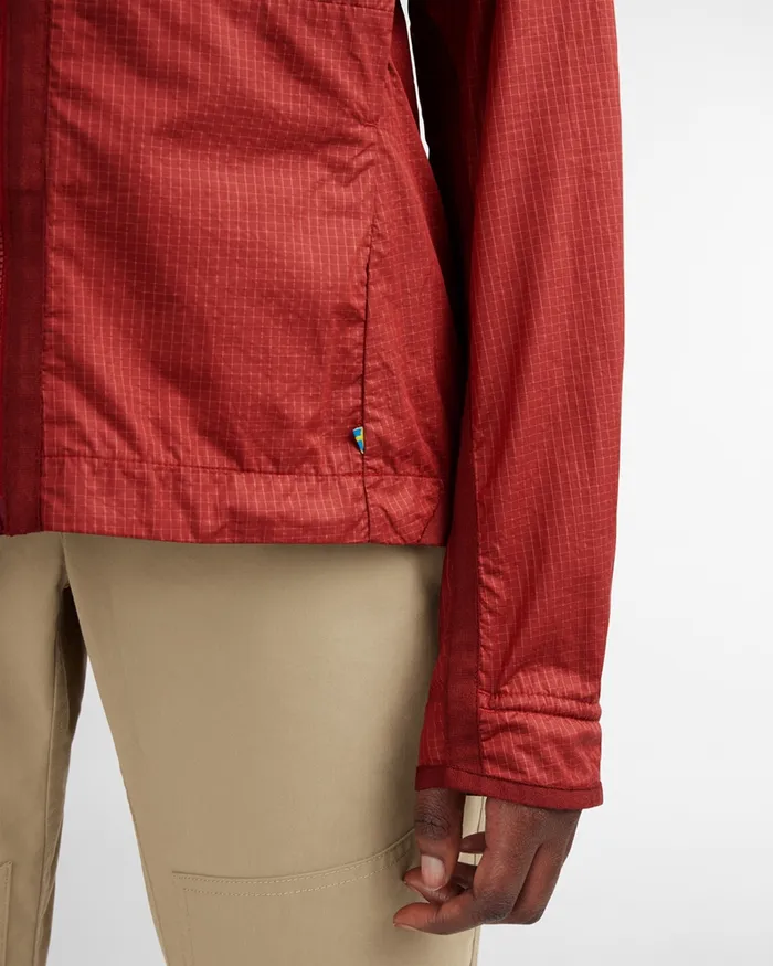 Women Ansur Windproof Jacket Rose Red Klttermusen Wind Resistant Jackets