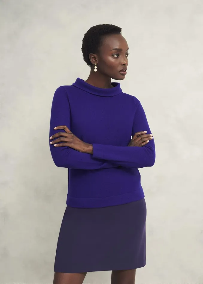 Women Audrey Wool Cashmere Jumper Cobalt Blue Hobbs Jumpers and Cardigans