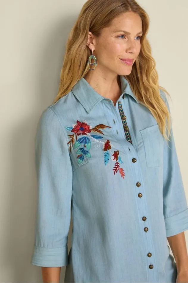 Women Aveline Tencel Tunic Light Chambray Soft Surroundings Tops Women Aveline Tencel Tunic Light Chambray Soft Surroundings Tops