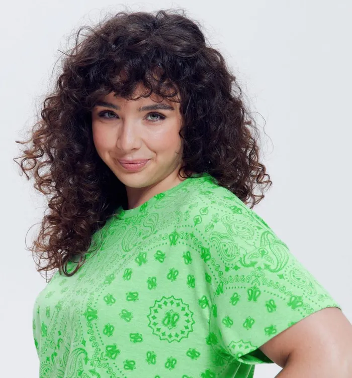 Women Bandana Pattern TShirt 8211 Green Promod Tops Women Bandana Pattern TShirt 8211 Green Promod Tops