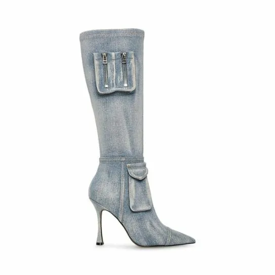 Women BECKHAM DENIM FABRIC Denim Fabric Steve Madden Boots and Booties