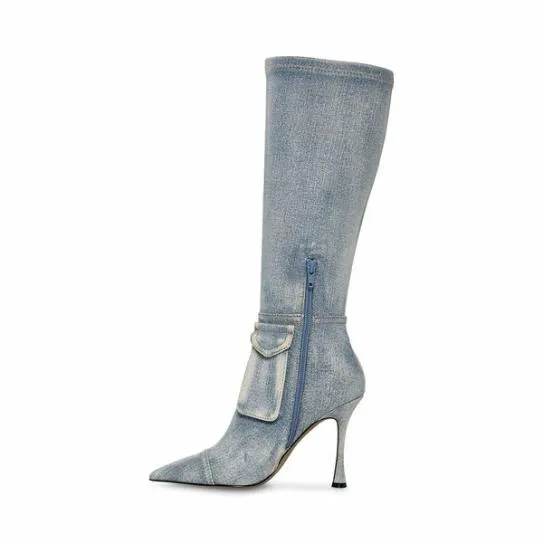 Women BECKHAM DENIM FABRIC Denim Fabric Steve Madden Boots and Booties Women BECKHAM DENIM FABRIC Denim Fabric Steve Madden Boots and Booties