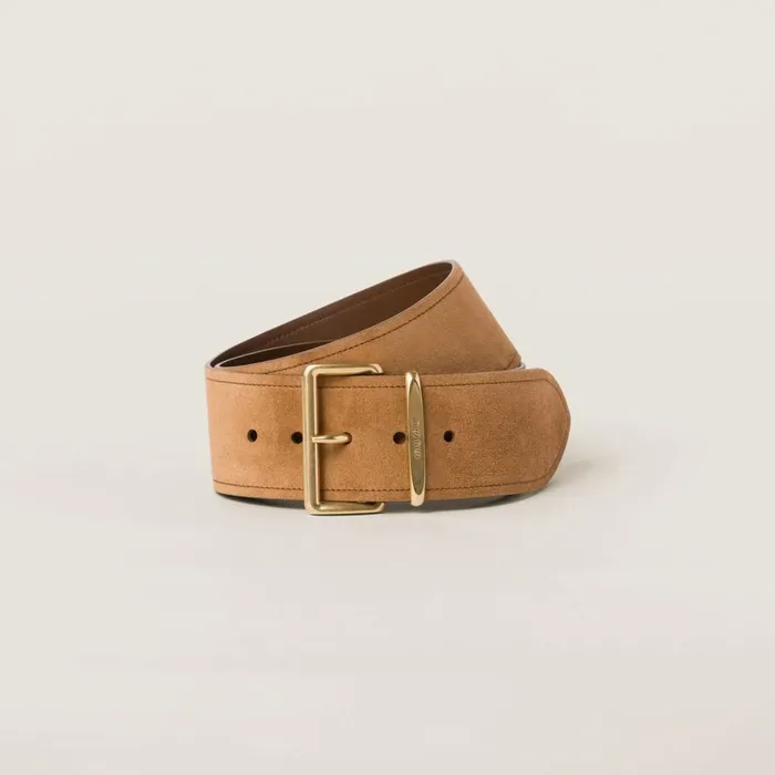 Women Belts Miu Miu Suede Belt Cinnamon