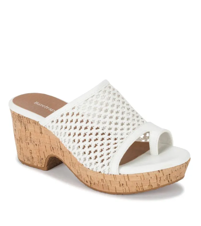 Women Bethie Wedge Sandal White Baretraps Slides and Slip On Sandals
