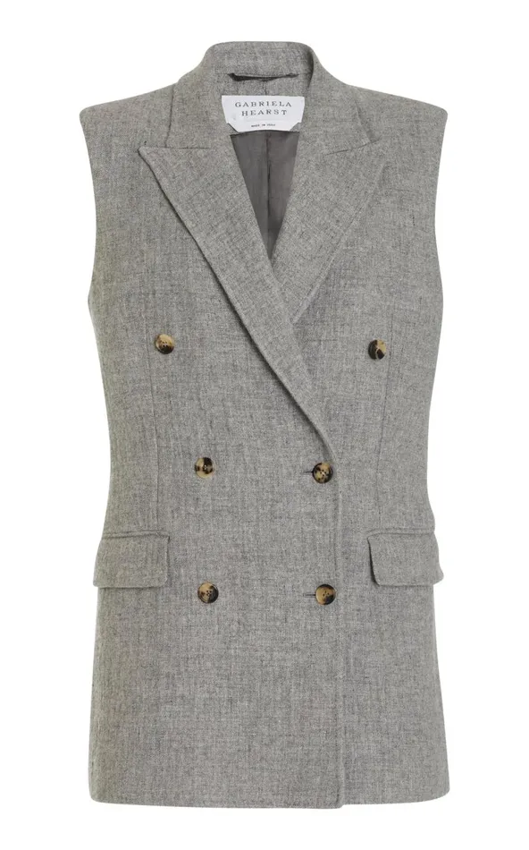 Women Blazers and Vests Gabriela Hearst Mayte Vest In Light Grey Melange Cashmere Linen