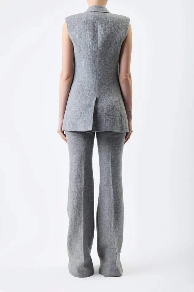 Women Blazers and Vests Gabriela Hearst Mayte Vest In Light Grey Melange Cashmere Linen