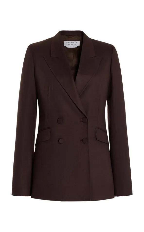 Women Blazers and Vests Gabriela Hearst Stephanie Blazer In Chocolate Superfine Wool