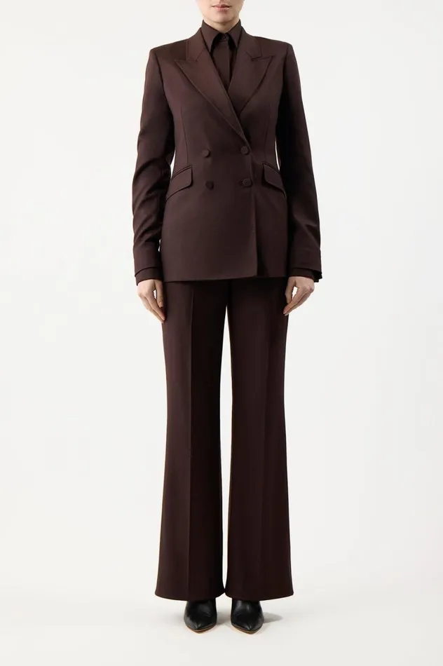 Women Blazers and Vests Gabriela Hearst Stephanie Blazer In Chocolate Superfine Wool