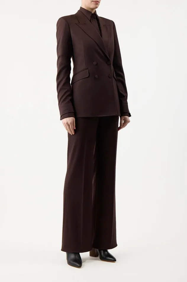 Women Blazers and Vests Gabriela Hearst Stephanie Blazer In Chocolate Superfine Wool