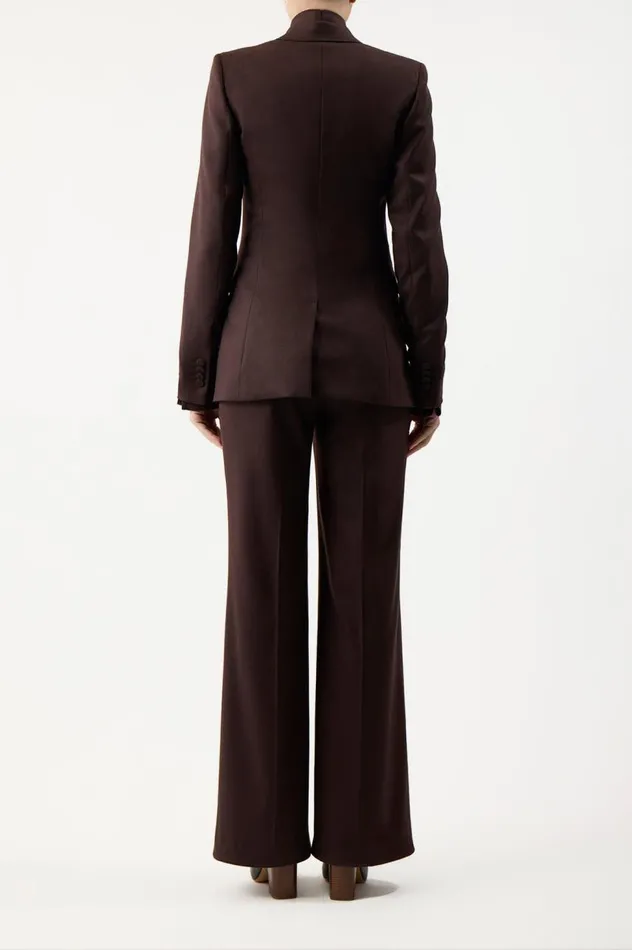 Women Blazers and Vests Gabriela Hearst Stephanie Blazer In Chocolate Superfine Wool