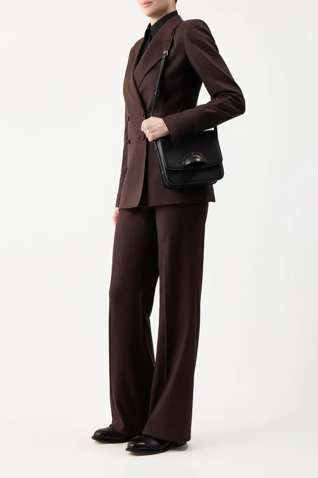 Women Blazers and Vests Gabriela Hearst Stephanie Blazer In Chocolate Superfine Wool