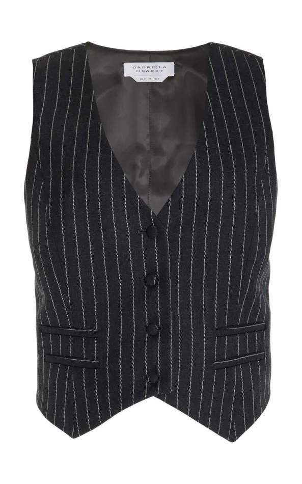 Women Blazers and Vests Gabriela Hearst Zeta Vest In Grey Pinstripe Wool