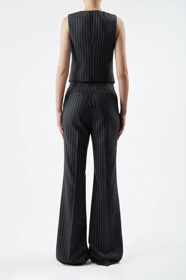Women Blazers and Vests Gabriela Hearst Zeta Vest In Grey Pinstripe Wool