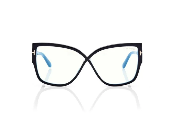 Women BLUE BLOCK COLLECTION Tom Ford Blue Block Rounded Butterfly Opticals Black