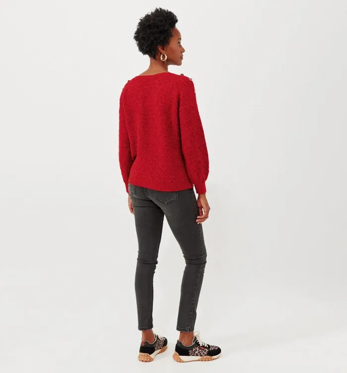 Women Boat Neckline Jumper 8211 Red Promod Jumpers And Cardigans Women Boat Neckline Jumper 8211 Red Promod Jumpers And Cardigans