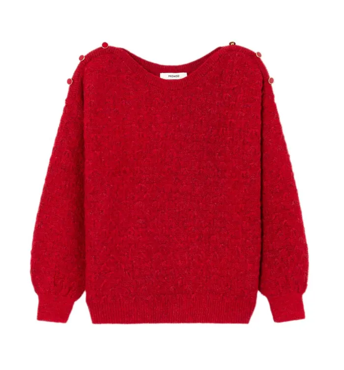 Women Boat Neckline Jumper 8211 Red Promod Jumpers And Cardigans Women Boat Neckline Jumper 8211 Red Promod Jumpers And Cardigans