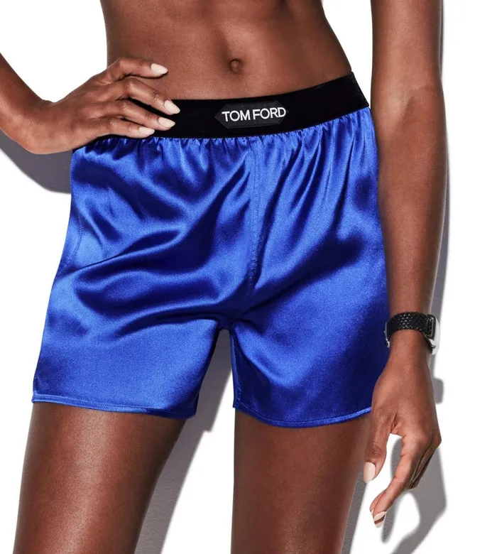 Women Bottoms Tom Ford Stretch Silk Satin Boxer Shorts Cobalt Blue Women Bottoms Tom Ford Stretch Silk Satin Boxer Shorts Cobalt Blue