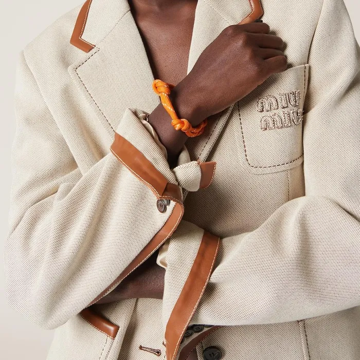 Women Bracelets Miu Miu Cord And Nylon Bracelet Orange Women Bracelets Miu Miu Cord And Nylon Bracelet Orange