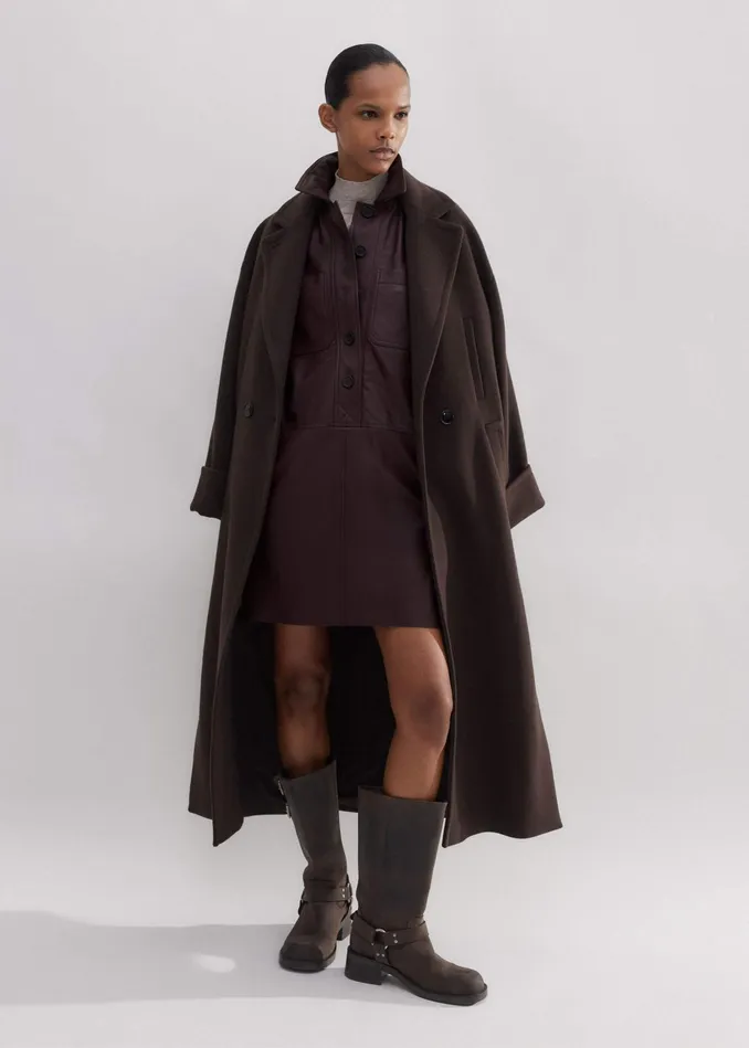 Women Butter Soft Leather Shift Dress Dark Treacle MEEM