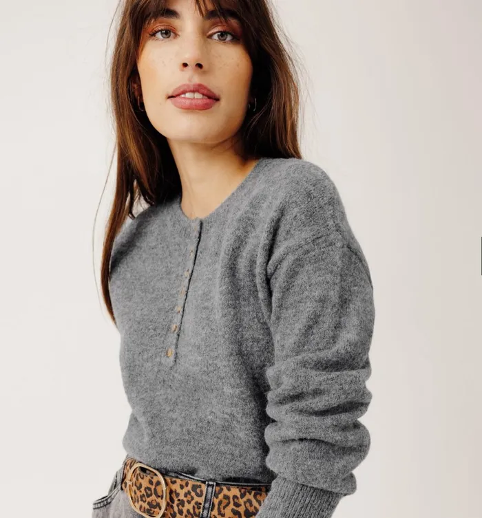 Women Button Front Jumper 8211 Light Grey Promod Jumpers And Cardigans