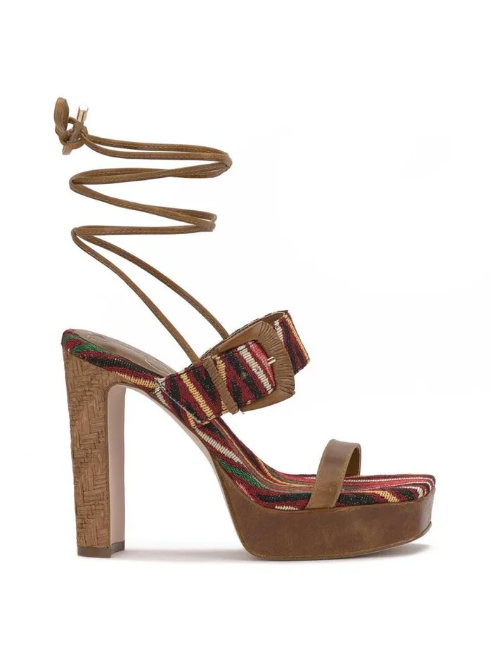 Women Caelia Ankle Lace Up Platform Sandal In Brown Multi Jessica Simpson Platforms