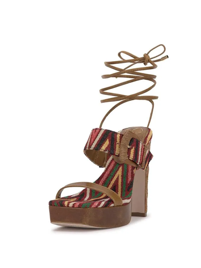 Women Caelia Ankle Lace Up Platform Sandal In Brown Multi Jessica Simpson Platforms