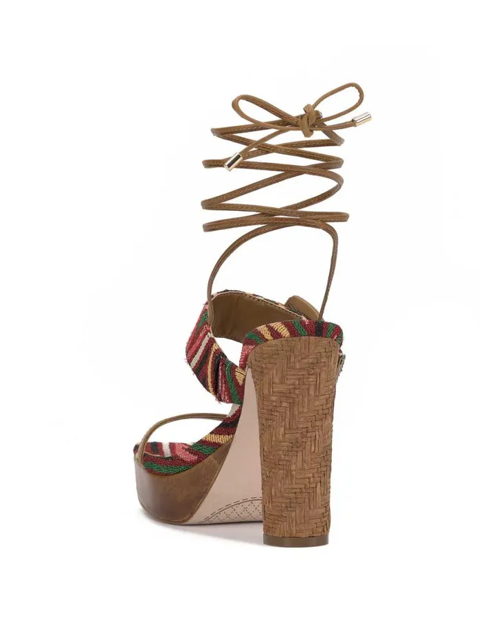 Women Caelia Ankle Lace Up Platform Sandal In Brown Multi Jessica Simpson Platforms