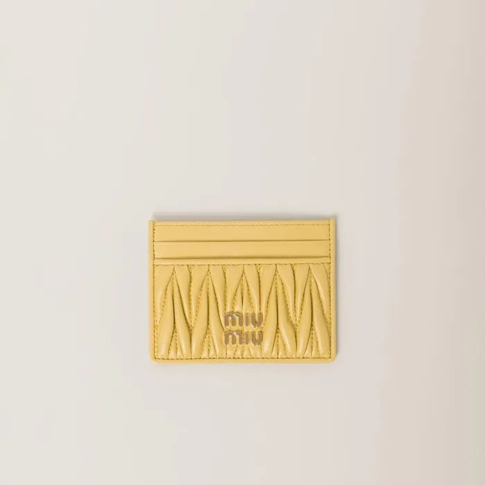Women Card Holders Miu Miu Matelass Nappa Leather Card Holder Pineapple