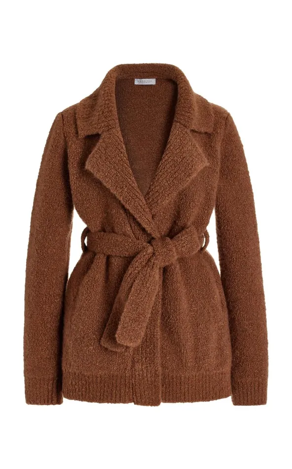 Women Cardigans Gabriela Hearst Coles Knit Cardigan In Cognac Cashmere Boucle