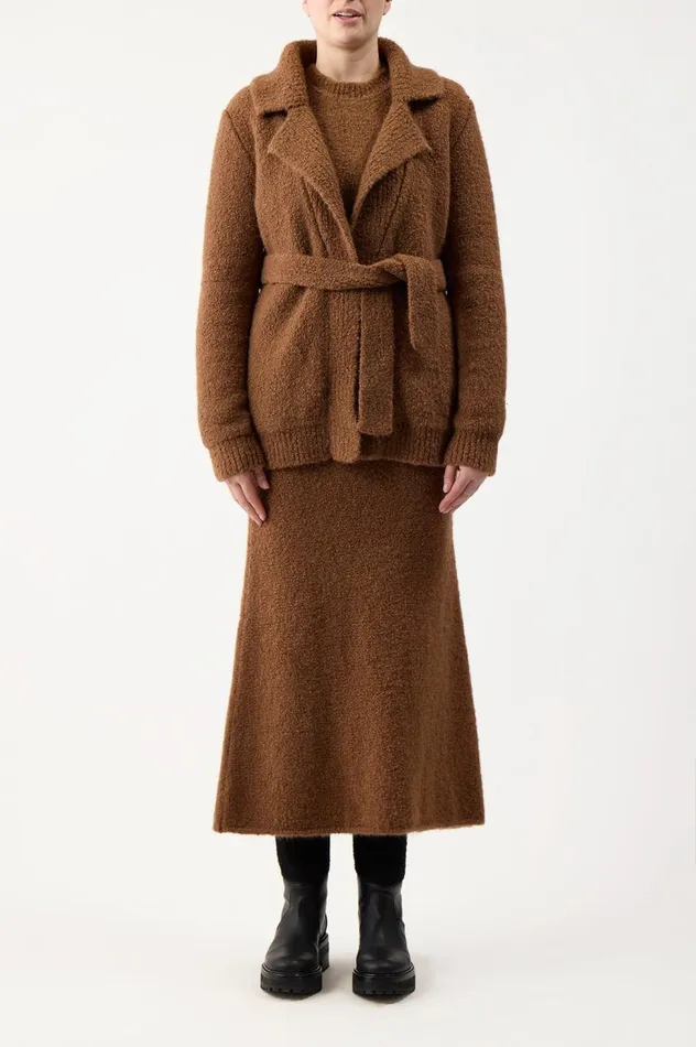 Women Cardigans Gabriela Hearst Coles Knit Cardigan In Cognac Cashmere Boucle
