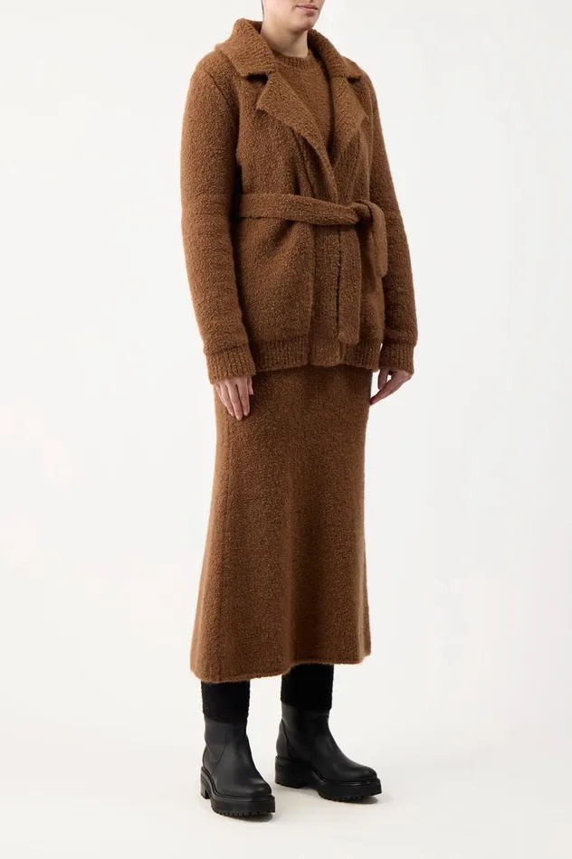 Women Cardigans Gabriela Hearst Coles Knit Cardigan In Cognac Cashmere Boucle