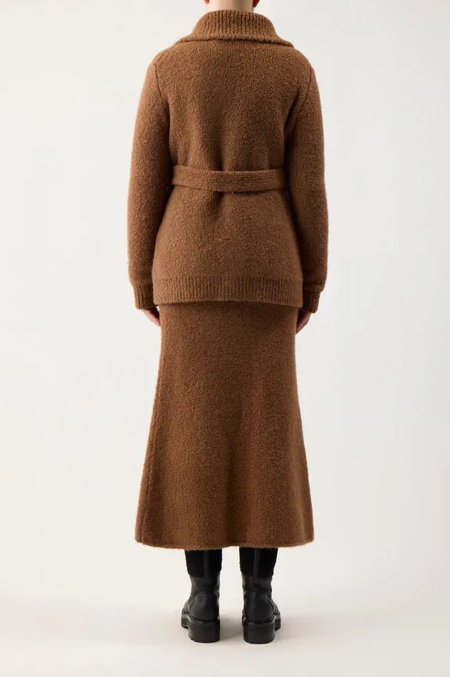 Women Cardigans Gabriela Hearst Coles Knit Cardigan In Cognac Cashmere Boucle