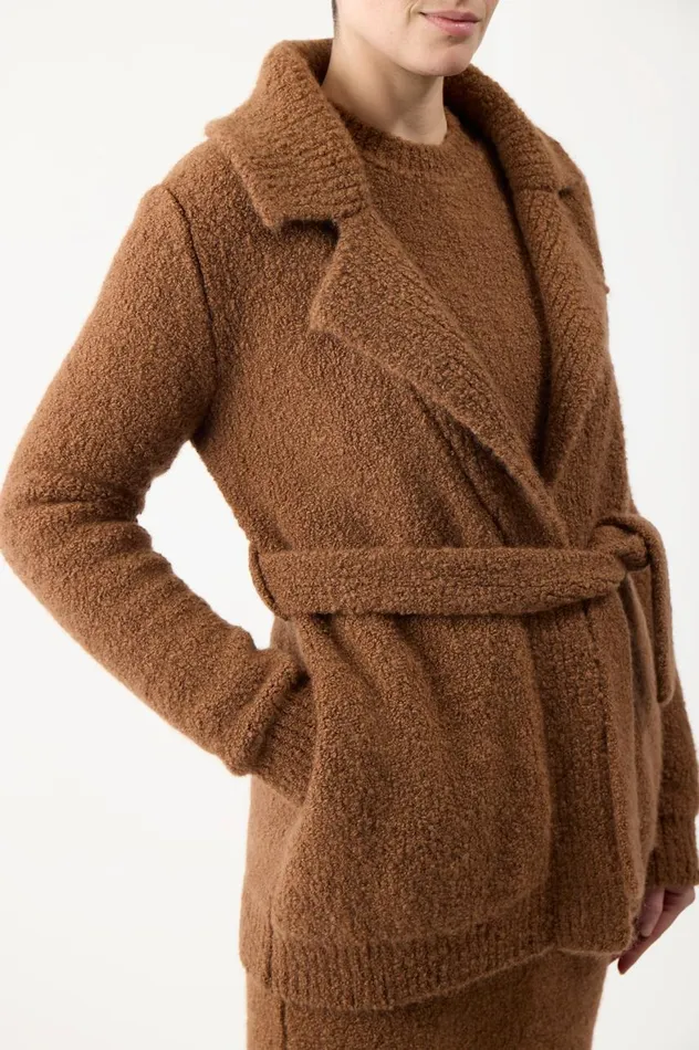 Women Cardigans Gabriela Hearst Coles Knit Cardigan In Cognac Cashmere Boucle