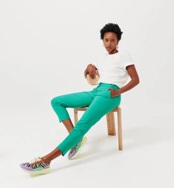 Women Cigarette Trousers 8211 Green Promod Trousers