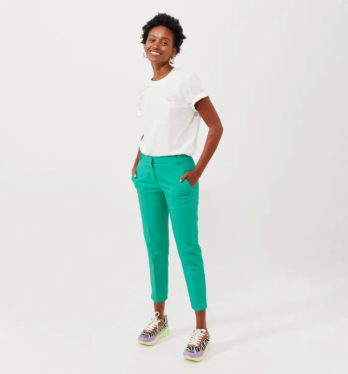 Women Cigarette Trousers 8211 Green Promod Trousers Women Cigarette Trousers 8211 Green Promod Trousers