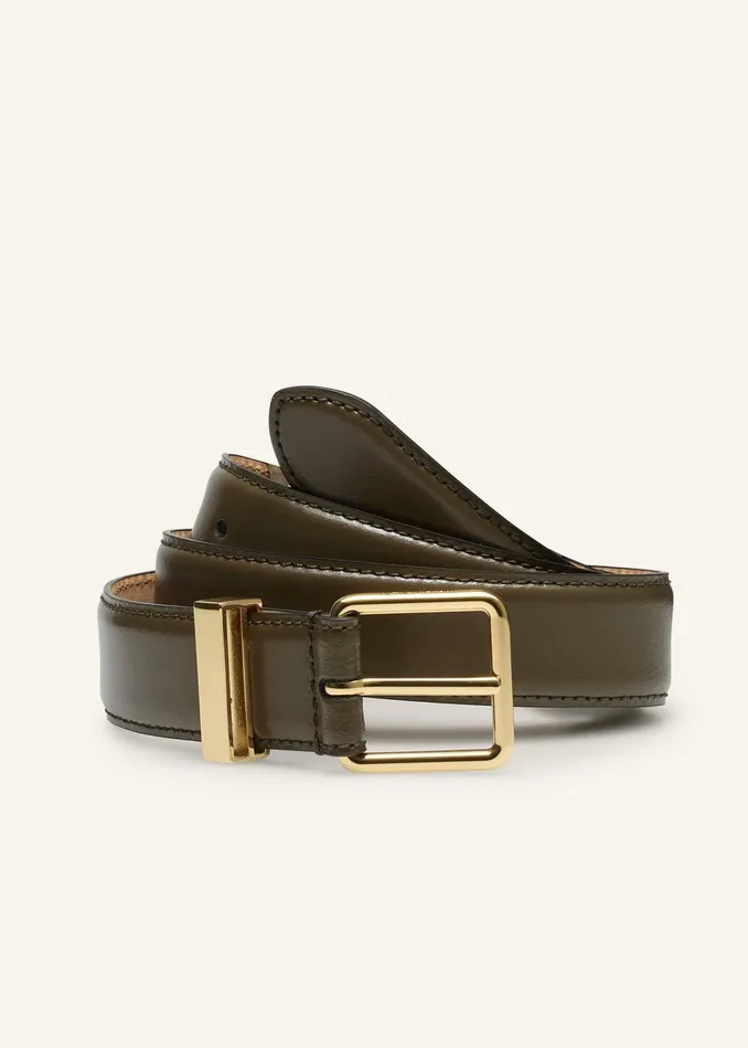 Women Classic Feathered Edge Belt Khaki MEEM