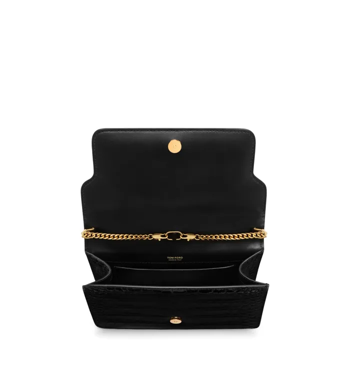 Women Clutches Tom Ford Stamped Crocodile Leather Whitney Small Shoulder Bag Black Women Clutches Tom Ford Stamped Crocodile Leather Whitney Small Shoulder Bag Black