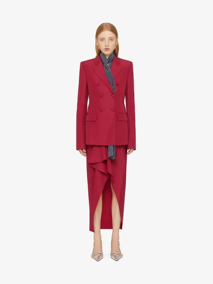 Women Coats and Jackets Givenchy Double Breasted Jacket In Linen And Silk Red Cherry