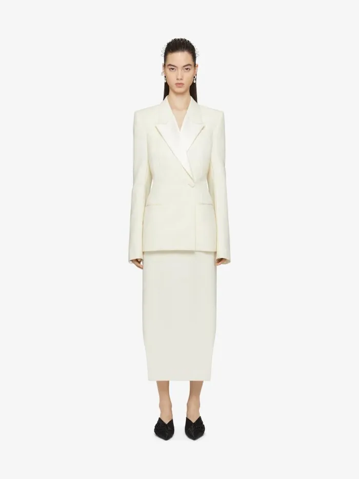 Women Coats and Jackets Givenchy Slim Fit Jacket In Wool And Mohair With Satin Collar Ecru