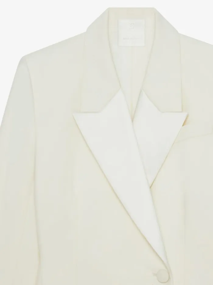 Women Coats and Jackets Givenchy Slim Fit Jacket In Wool And Mohair With Satin Collar Ecru