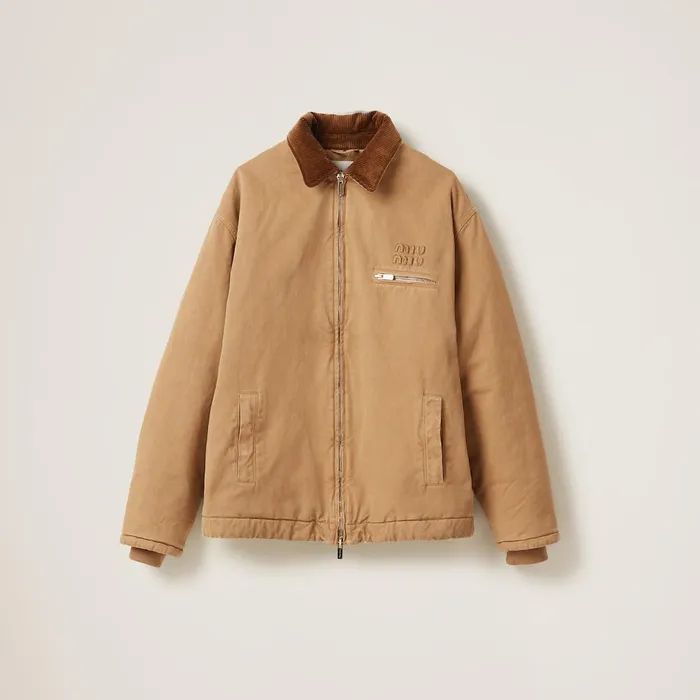 Women Coats And Jackets Miu Miu Embroidered Garmentdyed Gabardine Blouson Jacket Cord