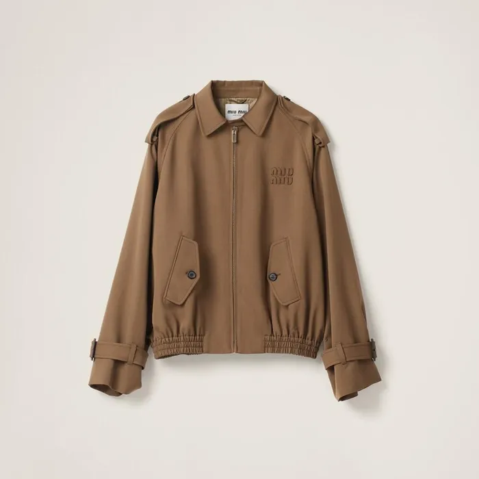Women Coats And Jackets Miu Miu Gabardine Blouson Jacket Cork Beige