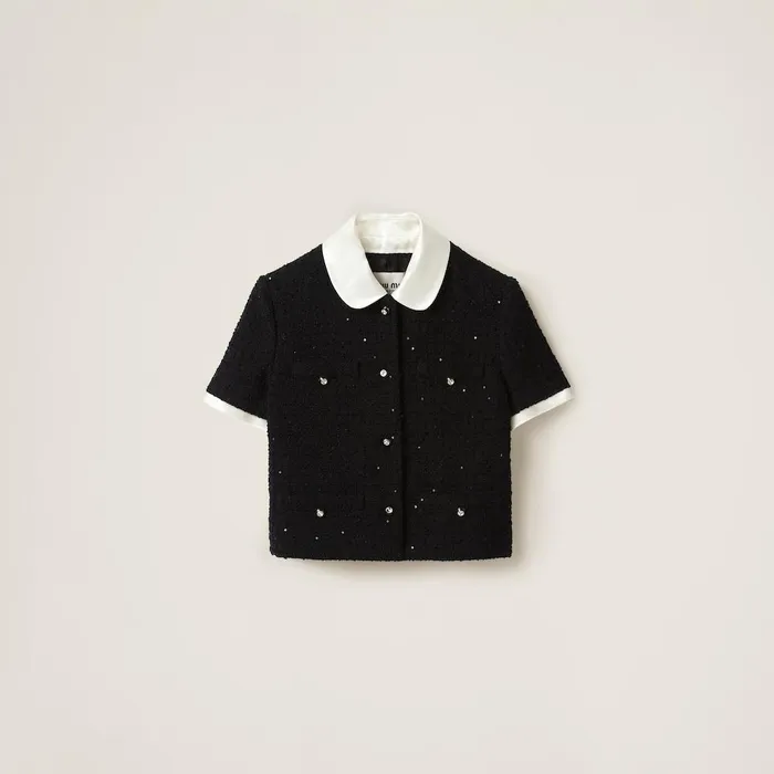 Women Coats And Jackets Miu Miu Singlebreasted Boucl Jacket Black