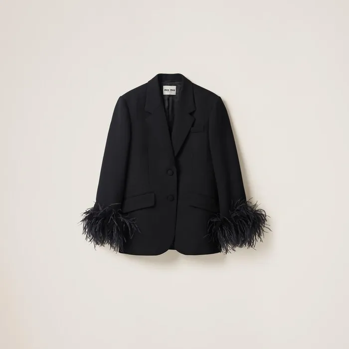 Women Coats And Jackets Miu Miu Singlebreasted Grain De Poudre Jacket Black