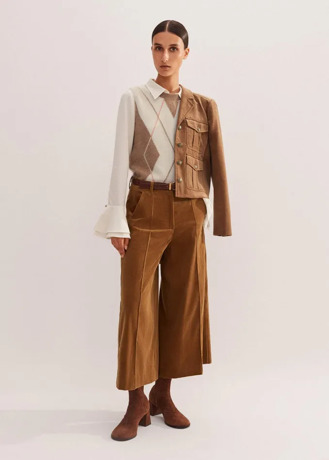 Women Cord Culotte Caramel MEEM