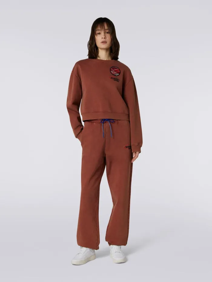 Women Cotton Blend Joggers With Logo Rust Missoni Sport