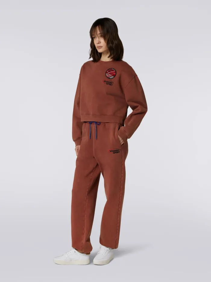 Women Cotton Blend Joggers With Logo Rust Missoni Sport